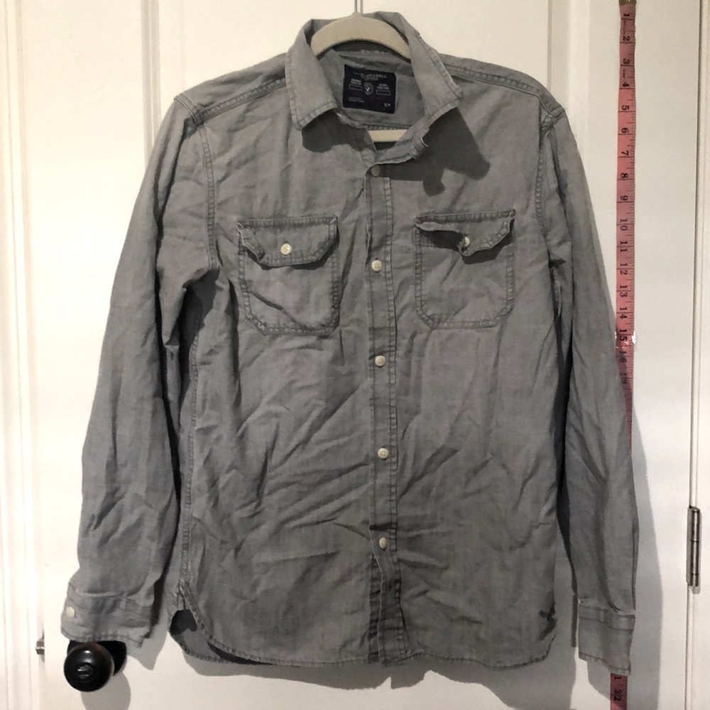Aeo Light Gray Button Down - image 3